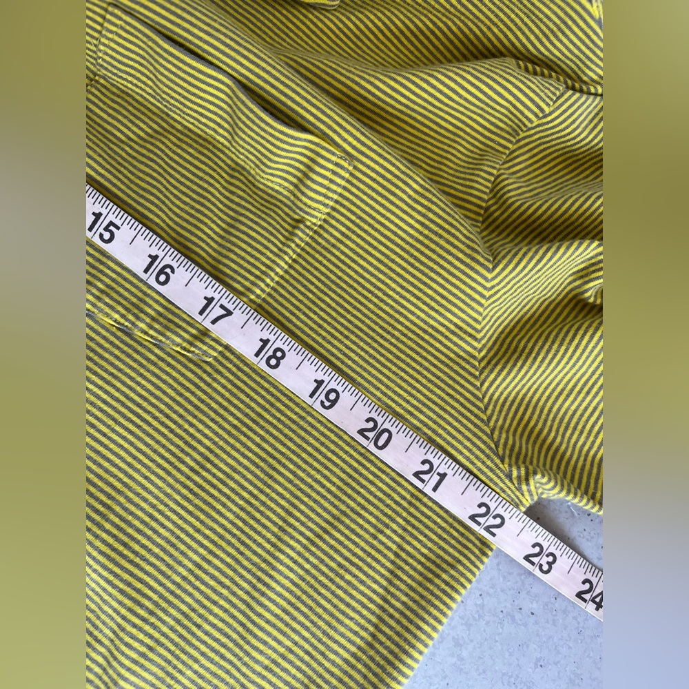 Patagonia Polo Shirt Mens Large Yellow Stripe Short Sleeve Organic Cotton Hiking - Picture 7 of 7